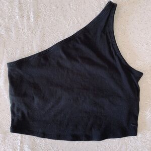 PINK Victoria's Secret Black Asymmetrical Crop Tank Top